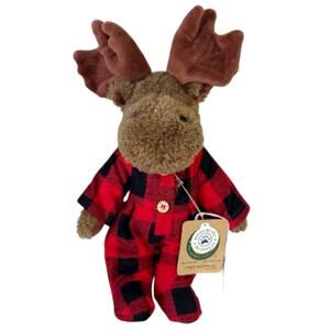 Boyds Bears Moose Plush Red Black Pajamas Bean Bag Toy Bearwear Murphy Mooseluff